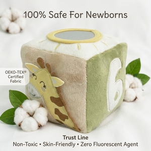 <span class=keywords><strong>Cube</strong></span> <span class=keywords><strong>d</strong></span>'activités en peluche pour bébé, blocs sensoriels doux en peluche, jouets éducatifs pour nourrissons, vente en gros, fabrication OEM personnalisée - Product Image 4
