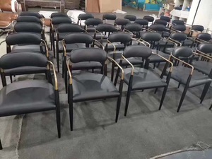 Deluxe <strong>Black</strong> Titanium Hardware Metal <strong>Bar</strong> <strong>Stool</strong> Gold With Leather Cushion - Product Image 6
