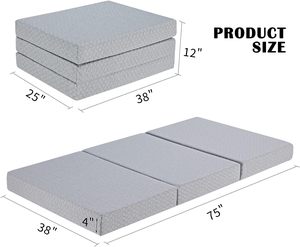 Gấp Nệm Bộ Nhớ Bọt Có Thể Gập Lại Nệm Giường Di Động Sàn Nệm Topper Cắm Trại Mat Với Mang Theo Túi Cho Phòng Khách Nhà - Product Image 4