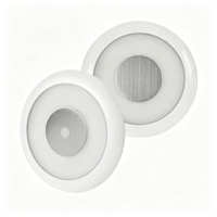 Lámpara de Cortesía Automotriz Redonda Compacta de 12-24V con Anillo LED Cálido y Disco Decorativo de Aluminio para Lectura en el Asiento Trasero