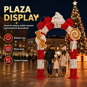 Arche de Noël LED commerciale en forme de canne à sucre pour la décoration des centres commerciaux et des entrées d'hôtels - Product Image 3