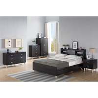 Ensemble de chambre à coucher moderne de luxe en bois, taille king size, pour projets de meubles d'appartement et d'hôtel