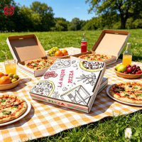 Caja de Pizza Corrugada de Grado Alimenticio, 1 mm de Grosor, Cartón Estampado, Laminación Mate, Grabado en Relieve, Ecológica, para Restaurantes y Comida para Llevar
