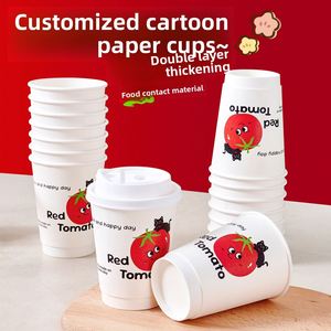 Gobelet en papier à double paroi épaissi de 12 oz pour boissons chaudes/froides, lait de soja et usage domestique – Idéal pour les plats à emporter - Product Image 1