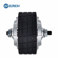 ZLTECH 4.5 pouces 24V-48V 200W 150kg charge Double arbre BLDC pneu en caoutchouc plat sans engrenage dans le moteur de moyeu de roue avec encodeur pour Robot AMR