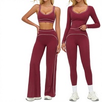 Stevig geborsteld ademend yogapak met dubbele bandjes High-end sport-fitnesskleding Hardlooptraining voor dames, 2-delig