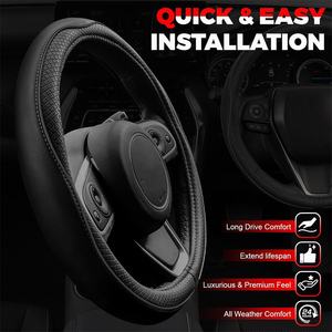 <span class=keywords><strong>Funda</strong></span> de <span class=keywords><strong>Volante</strong></span> de Coche Universal Negra de Microfibra Cosida a Mano de 14.5-15 Pulgadas con Forro Antideslizante, en Oferta - Product Image 3