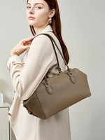 Tas Selempang Wanita Kulit Asli Minimalis Model Bowling, Kapasitas Besar, Resleting, Tas Kantor