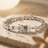 Bracelet tennis en moissanite à taille spéciale plaqué or blanc 18 carats, style vintage en argent S925, bijoux fins pour femmes
