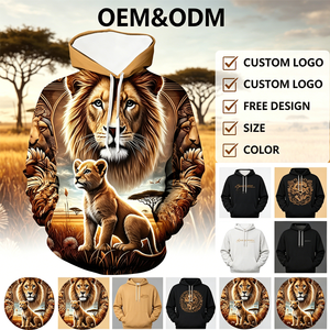 Sudadera con Capucha y Cordón Ajustable, Diseño Casual con Estampado 3D <span class=keywords><strong>de</strong></span> León <span class=keywords><strong>de</strong></span> Dibujos Animados, <span class=keywords><strong>para</strong></span> Hombre, Venta Caliente - Product Image 1