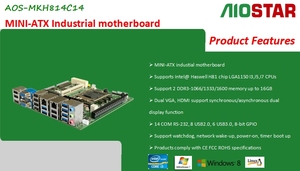 เมนบอร์ดอุตสาหกรรม MINI-ATX Haswell H81 รองรับแรม DDR3-1066/1333/1600 16GB สองช่อง 14 COM VGA HDMI MINI PCIE เมนบอร์ดอุตสาหกรรม MINI-ATX - Product Image 2