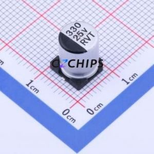 RVT1E331M0810 330UF 25V ตัวเก็บประจุอิเล็กโทรไลต์อะลูมิเนียมแบบ SMD, ขนาด D8xL10.2 มม. 20% 228mA-120Hz - Product Image 1