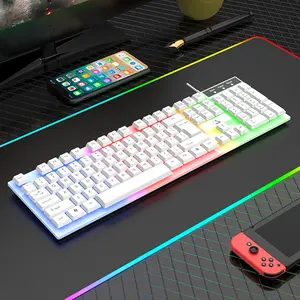 ゲームキーボードマウスコンボデスクトップラップトップコンピューター有線LEDキーボードとマウスセット