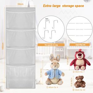 Organizador de Juguetes Colgante de Gran Capacidad con Bolsillos de Malla, Ahorra Espacio, para Colgar Detrás de la Puerta, Porta Juguetes de Peluche - Product Image 1