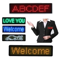 Letrero LED Magnético Portátil Recargable con Mensaje Desplazable Programable por Aplicación Móvil, Insignia LED, Tarjeta de Identificación