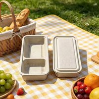 Boîte à sushi jetable en fibre de coque de riz avec couvercle, sans BPA, biodégradable, certifiée LFGB, conteneur alimentaire sûr pour emporter
