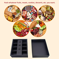 Boîte Plateau Traiteur Noire en Papier Kraft 100% Recyclé pour Fête, Chocolats, Biscuits et Desserts, avec Couvercle et Séparateurs