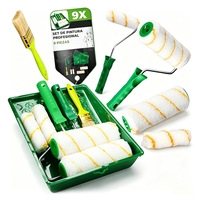 Ensemble de rouleaux à peinture en polyester de 9 pouces, kit professionnel de peinture murale avec plateau et cadre pour la rénovation de meubles et de maisons