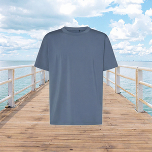 T-shirt Henley à manches courtes bleu clair pour homme DRIOV, coupe ajustée, respirant, séchage rapide, écologique, anti-rides, tissé 100% coton - Product Image 3