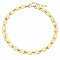 Collar de Eslabones Ovalados Martillados en Tono Dorado, Cadena de Acero Inoxidable, Joyería para Mujer, Regalo para Fiesta