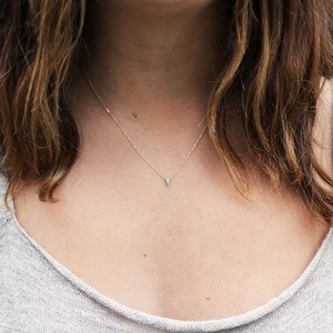Trendy Stone <strong>Necklaces</strong> for Women Fine Chains Gold Plated Triangle Shape Blue <strong>Turquoise</strong> <strong>Necklace</strong> - Product Image 6