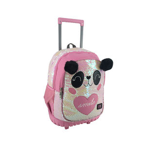 2023 nuevo diseño niñas lindo Panda Rosa brillo lentejuelas <span class=keywords><strong>mochila</strong></span> carro <span class=keywords><strong>mochila</strong></span> escolar <span class=keywords><strong>con</strong></span> <span class=keywords><strong>ruedas</strong></span> - Product Image 5