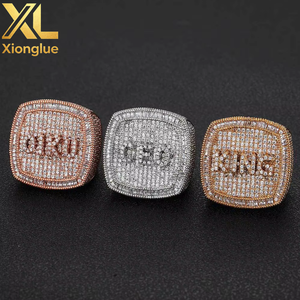 Customized DIY Letter Hip Hop <b>Ring</b> 18K <b>Gold</b> Plated Zircon <b>Set</b> for Unisex - Product Image 3