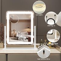 Nouvel Arrivage Miroir de Maquillage Rectangulaire de Table avec Bande LED, Miroir Cosmétique de Bureau en Métal Tactile, Idéal pour Anniversaire