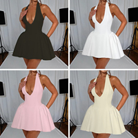 Robe Mini-Jupe Sexy d'Été Décontractée de Luxe pour Femmes avec Col Halter et Décolleté en V Profond et Dos Nu – Vente en Gros Fabricant Personnalisé