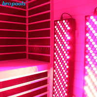 Nouveauté : Sauna infrarouge lointain de luxe moderne pour 4 personnes, en bois de pruche, avec panneau de luminothérapie rouge et commande intelligente