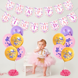 Striscione con Stampa di Farfalle, Topper per Torte e Cupcake, Palloncini Stampati per Decorazioni di Feste di <span class=keywords><strong>Compleanno</strong></span>, Matrimoni e Camere dei Bambini - Product Image 5