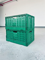 Vente en gros 23.6x15.7x11.8 pouces noir recyclé matériel empilable fruits légumes caisse panier pliable pour un transport facile