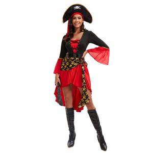 Disfraz de Cosplay de Capitán Jack para <span class=keywords><strong>mujer</strong></span> adulta, mascarada de Halloween, espectáculo de <span class=keywords><strong>pirata</strong></span> caribeño, ropa con pantalones y Top - Product Image 2