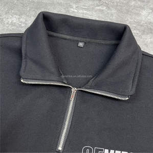 Ropa de calle Boxy Half Zip Polo Hoodie Unisex Heavyweight Quarter Zip sudadera logotipo personalizado algodón sudaderas de hombre de gran tamaño - Product Image 4