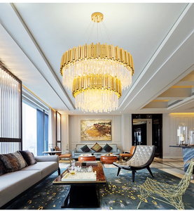 Éclairage moderne <span class=keywords><strong>Lustre</strong></span> de luxe Intérieur Salon LED Cristal K9 Plafonnier Métal Rond Hôtel Verre Pendentif Lumières - Product Image 4