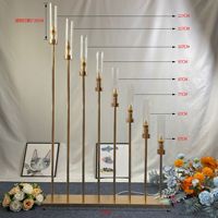 Lustre de table en métal doré à 8 têtes avec lumières LED, lampe de chemin pour décoration de mariage