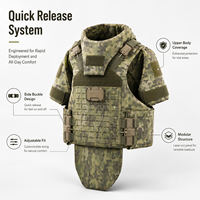 Gilet tactique de protection intégrale à dégagement rapide, modulaire, anti-coupure, ignifuge, en polyester, taille unique pour le cou et les bras