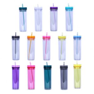 Custom Logo Diy Pre-Drilled Double Wall 16Oz Clear Acrylic <b>Reusable</b> 16 Oz Plastic <b>Cup</b> Tumbler With Straw - Product Image 6