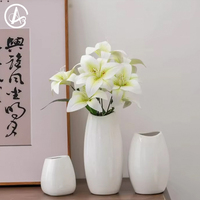 Vase en céramique émaillée moderne ARM LVG, ensemble de 3 pièces, blanc, décoration artistique créative pour la maison, vase à fleurs, récipient floral design