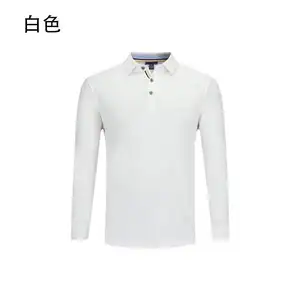 Camisa polo de manga longa, camisa de trabalho personalizada com lapela, bordada, de cor sólida, para arte cultural, impressa personalizada