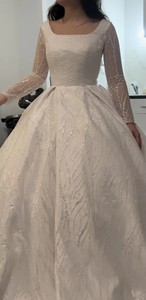 Vestido de <span class=keywords><strong>Novia</strong></span> NDB10493, Vestido de <span class=keywords><strong>Novia</strong></span> de Manga Larga con Cuello Rectangular, <span class=keywords><strong>Falda</strong></span> de Encaje de Lujo - Product Image 2