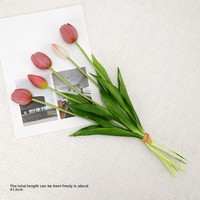 Penjualan terlaris buket Tulip buatan 5 kepala silikon PU pelembap bunga sentuh Thanksgiving grosir lintas batas