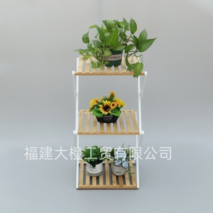 Bamboo <b>Storage</b> <b>Rack</b> 3 Tier Foldable Aluminum Frame Rectangular Living Room <b>Shoe</b> Stand Neatening <b>Storage</b> - Product Image 3