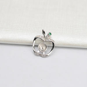 Pendentif en argent Han Chao S925, accessoires de bricolage, polyvalent, pendentif pomme pour femme 9-11 mm avec support vide 669, bijoux en perles - Product Image 2