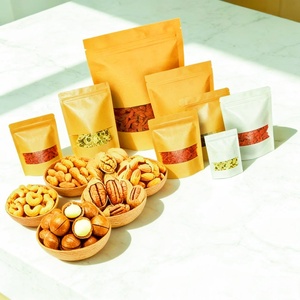 Customized Zippered <strong>Kraft</strong> <strong>Paper</strong> Craft Bag For Quick Shipping Nuts Food Packaging - Product Image 4