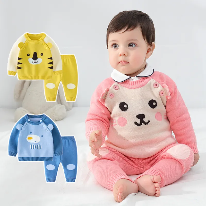 Manufacturer autumn winter baby Korean cartoon sweater suit children's clothing baby knitting cardigan