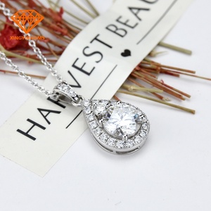 Vente flash Bijoux en or blanc 18 carats / BIJOUX Pendentif 1 carat avec pierre précieuse moissanite Collier - Product Image 2