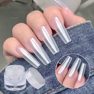 Polvere Acrilica Liquida Super Brillante Aurora Bianco Perla con Logo Personalizzato, Effetto Specchio Cromato Diamante Incredibile e Trasparente - Product Image 1