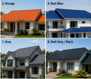 Teja de PVC Estilo Español R1050, Lámina de Resina ASA, Impermeable, Protección UV, Color <span class=keywords><strong>Azul</strong></span>, para Techos de Villas - Product Image 2