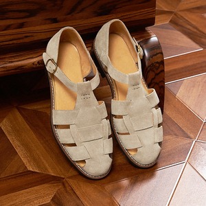 Sandalias tejidas vintage de color sólido, con suela plana, versátiles, transpirables, perforadas, con cubierta de cuero genuino para hombre. - Product Image 4